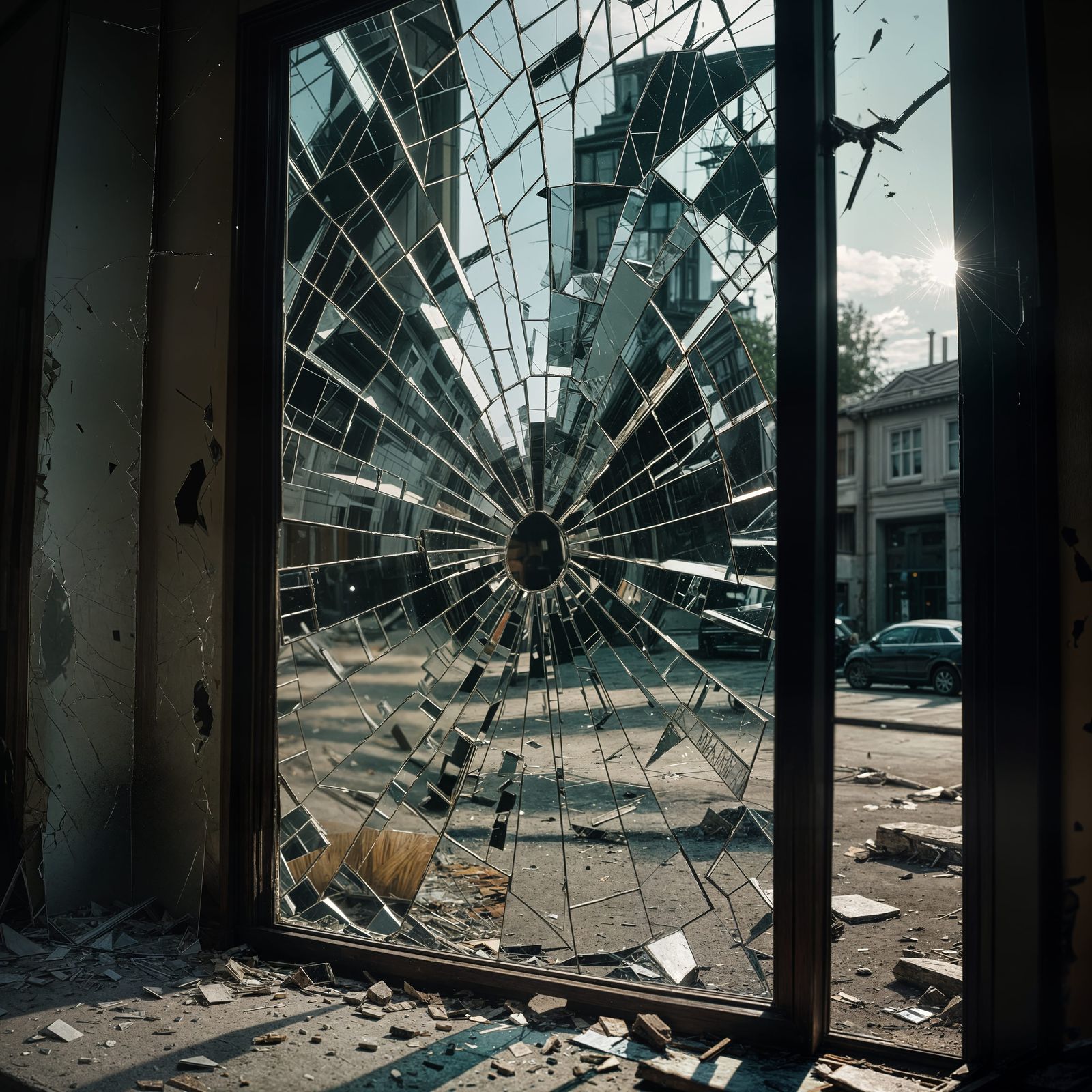 Shattered Mirror with Broken Reflection