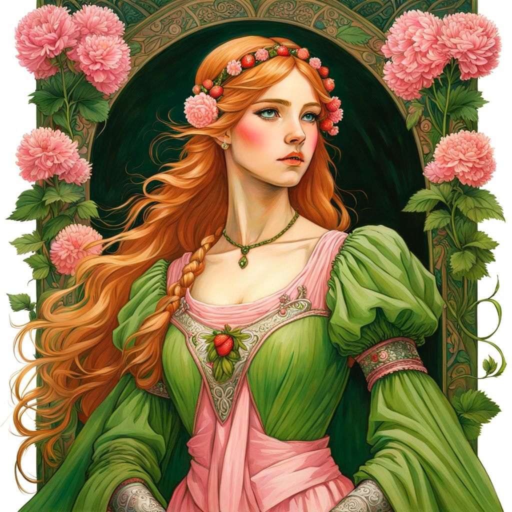 Enchanted Maiden in Anime Style Garden