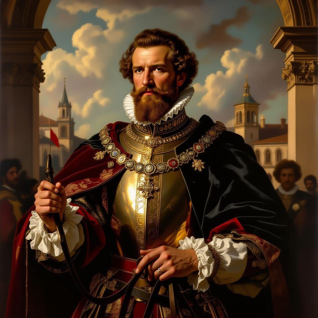 Regal Portrait of Charles V in Renaissance Attire, Speaking ...