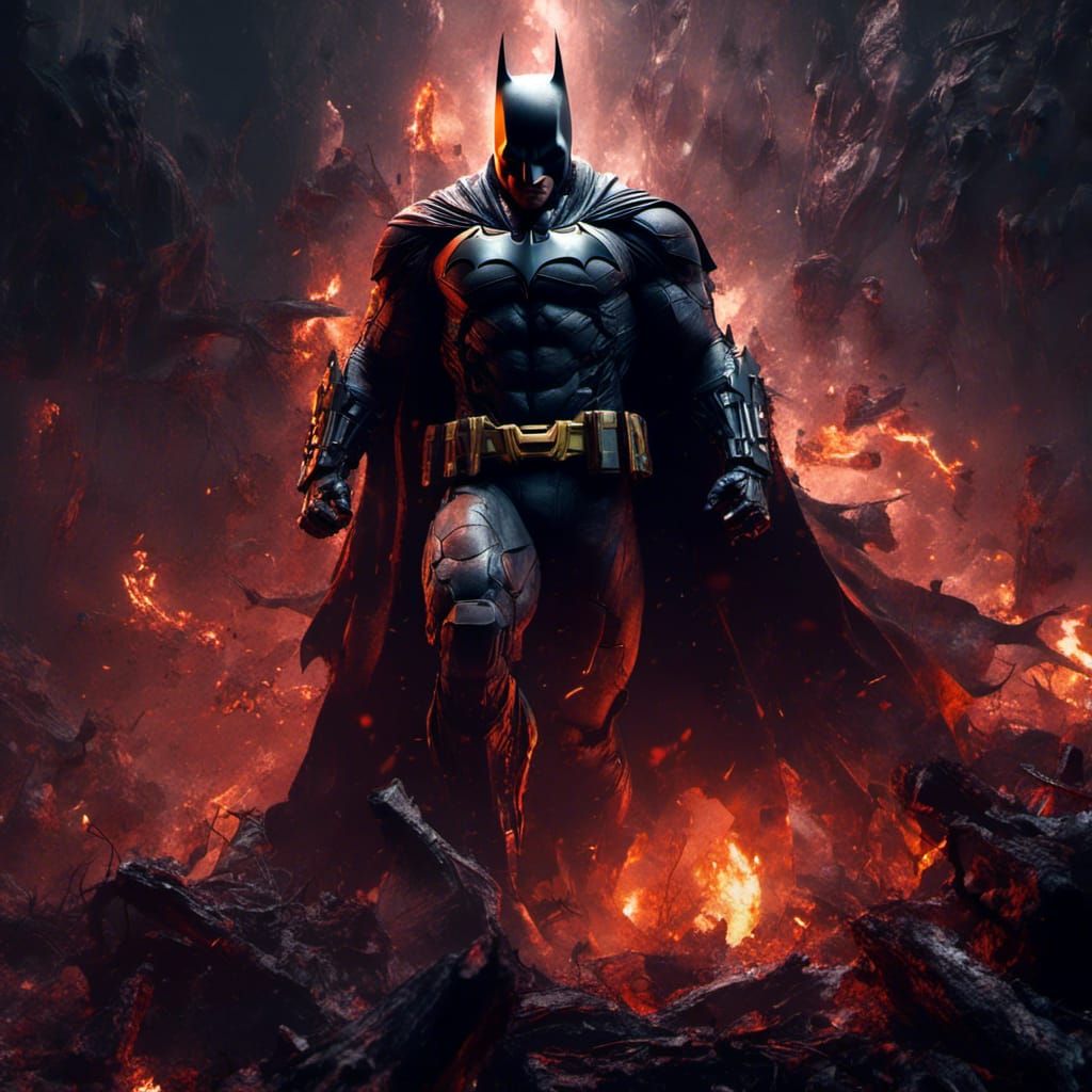 Macabre Cyborg Batman in Dark Fantasy Art