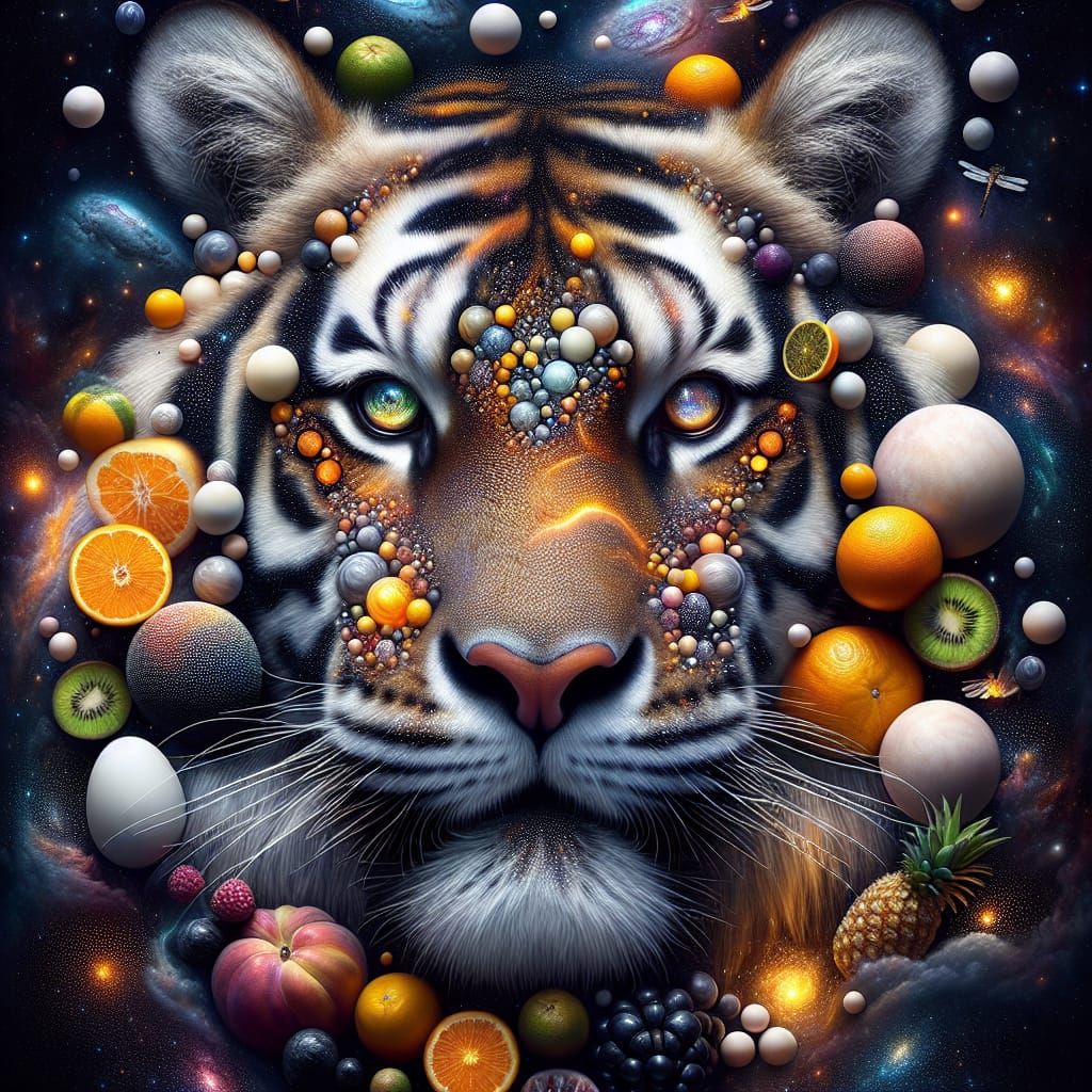 Cosmic Tiger Portrait in Hyper-Realistic Style