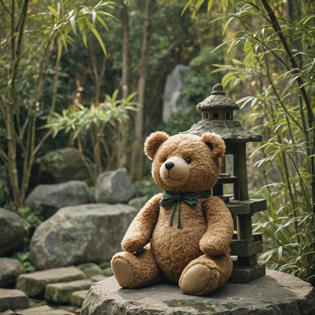 Teddy Bear in Ancient Chinese Landscape