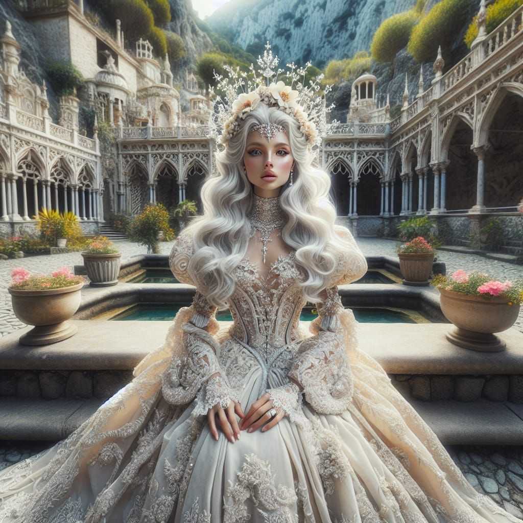 Fantasy Princess in Whimsical Garden Setting