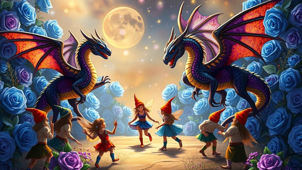 Merry Christmas in Enchanted Blue Rose Garden