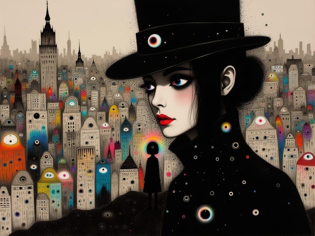 Metropolis Art Nouveau: A Geometric Pop Art Illustration