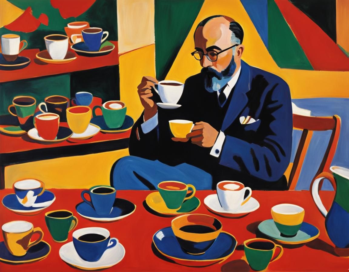 Barista Coffee Spill in Fauvist Style