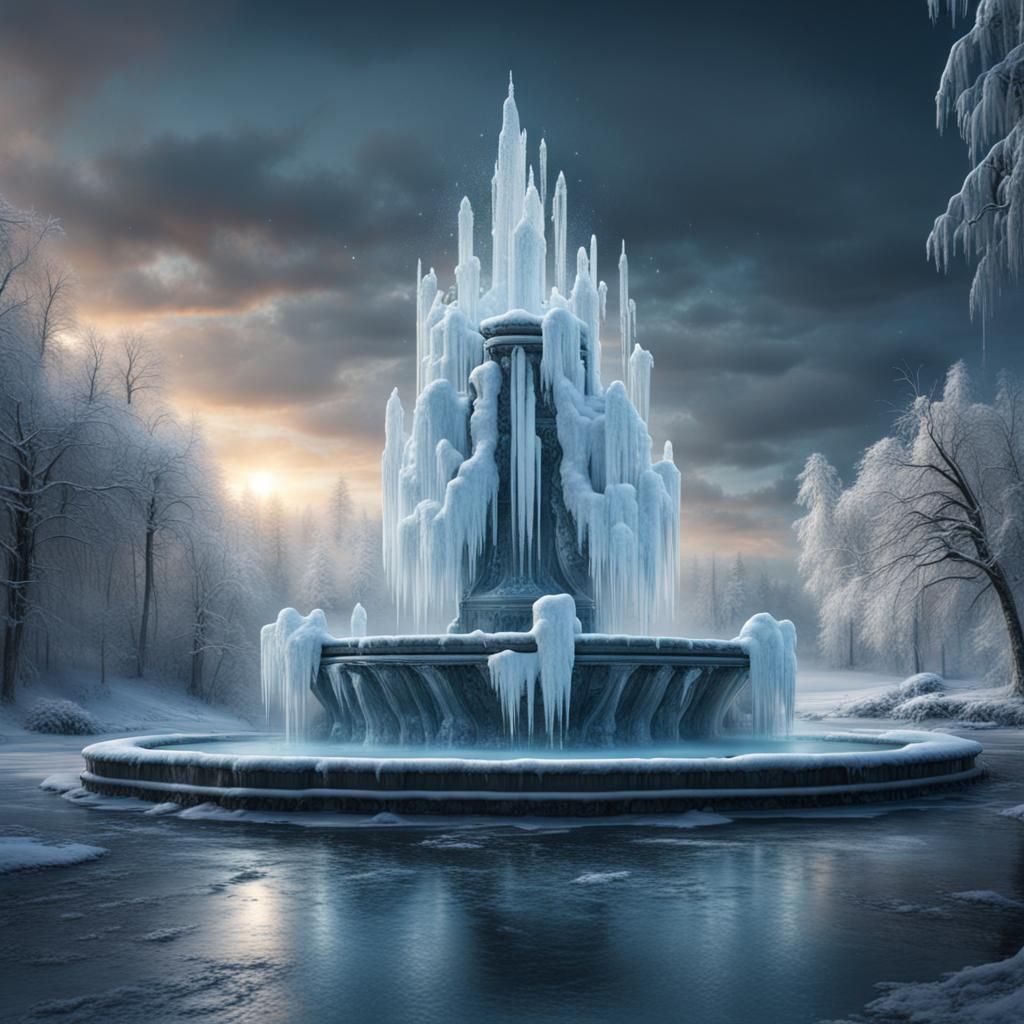 Frozen Fountain: Epic Cinematic Digital Matte Painting