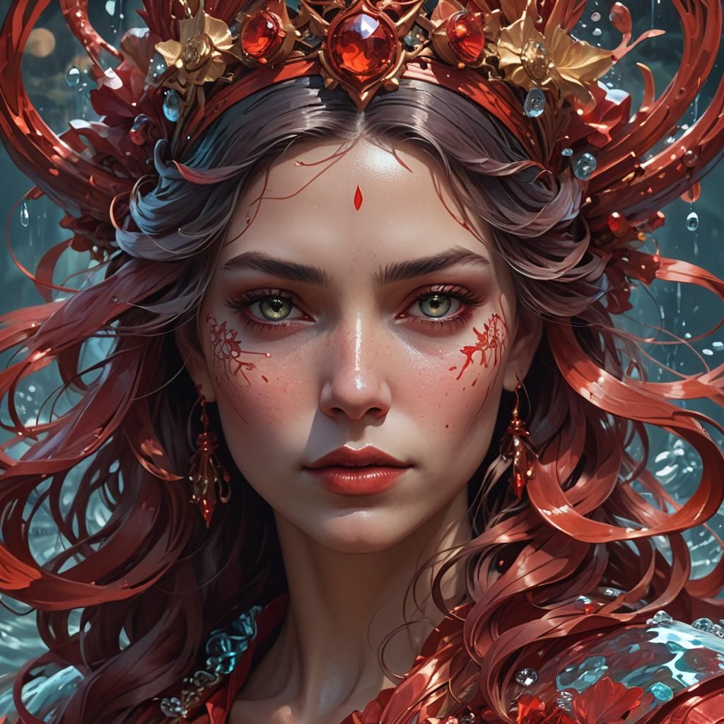 Stunning Water Queen Portrait with Dynamic Lighting