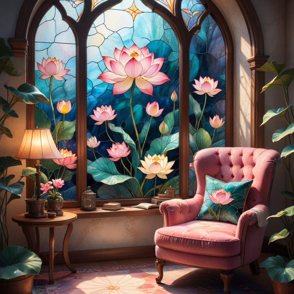 Cozy Reading Nook with Lotus Window