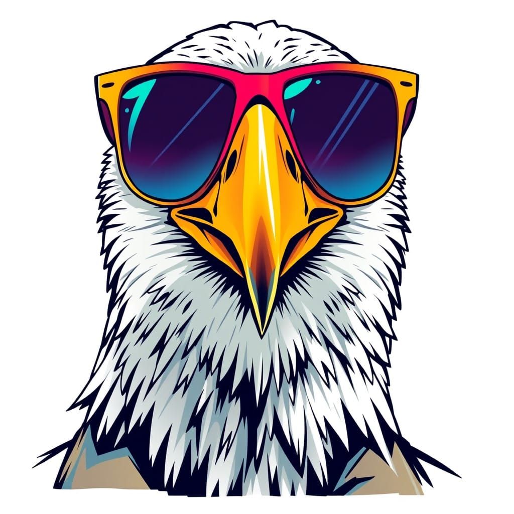 Confident Eagle in Bold Cartoon Art