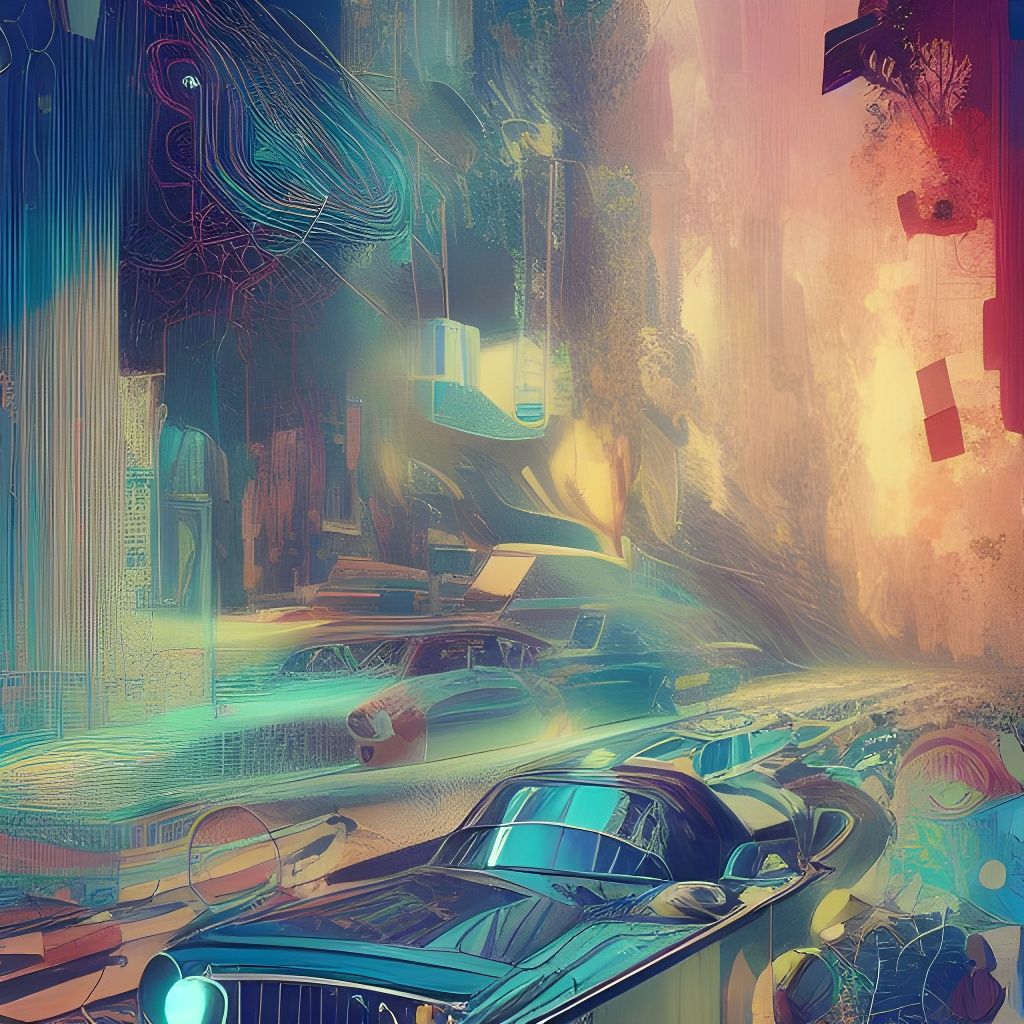 Surreal Temporal Paradox Illustration in Cel-Shaded Style