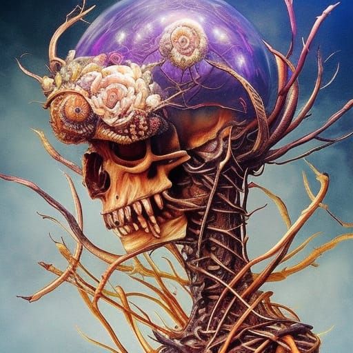 Solar Lunar Skull in Hyper-Detailed Fantasy Art