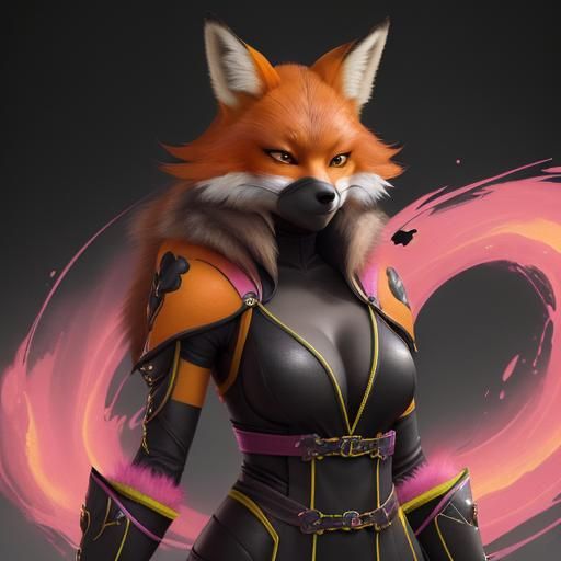 Anthropomorphic Fox Ninja in Fantasy Concept Art