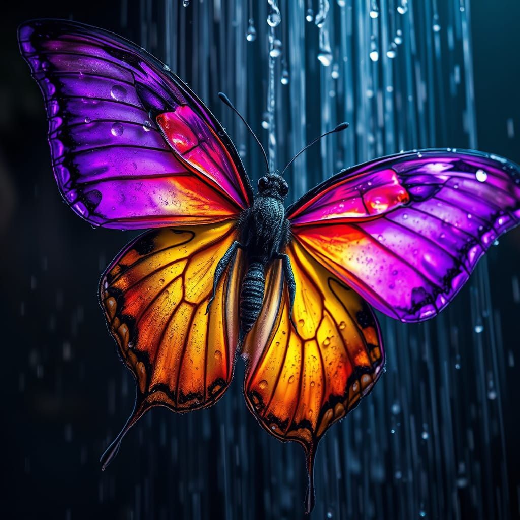 Confused Butterfly Showering in Mystical Setting