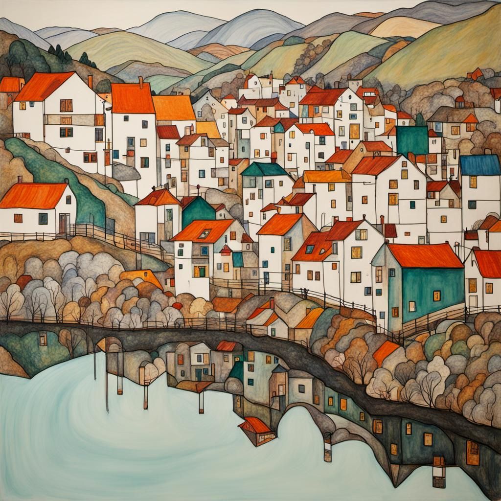 Abstract Organic Line Drawing in Expressionist Style