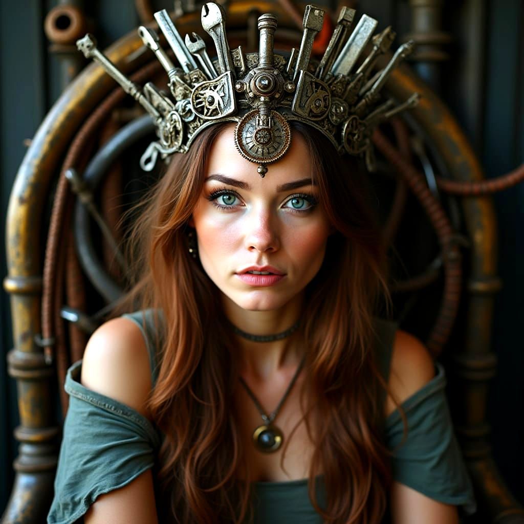 Steampunk Queen Crowned with Tools