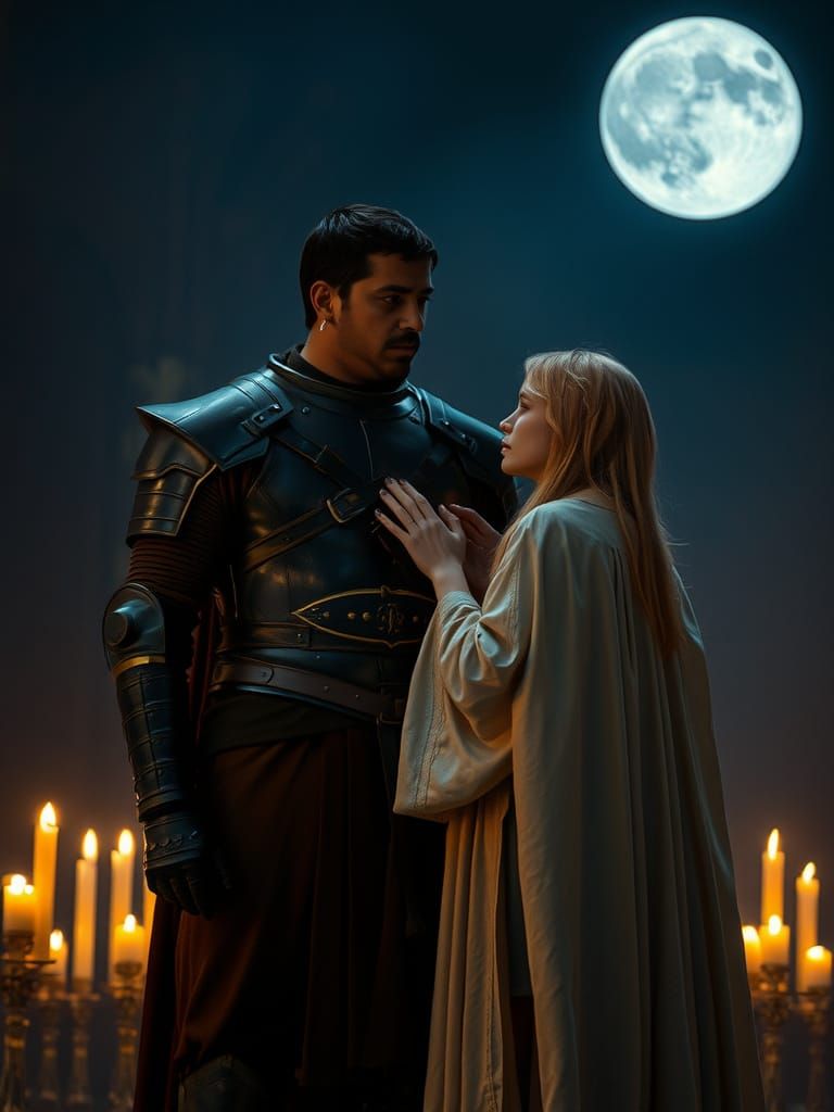 Dark Fantasy Men in Moonlit Throne Room