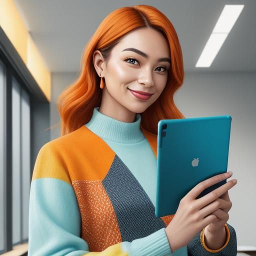 Young Businesswoman Portrait in Vibrant Oil Painting Style