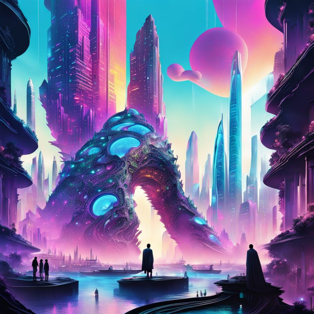 Cyberpunk Cityscape on a Slumbering Beast