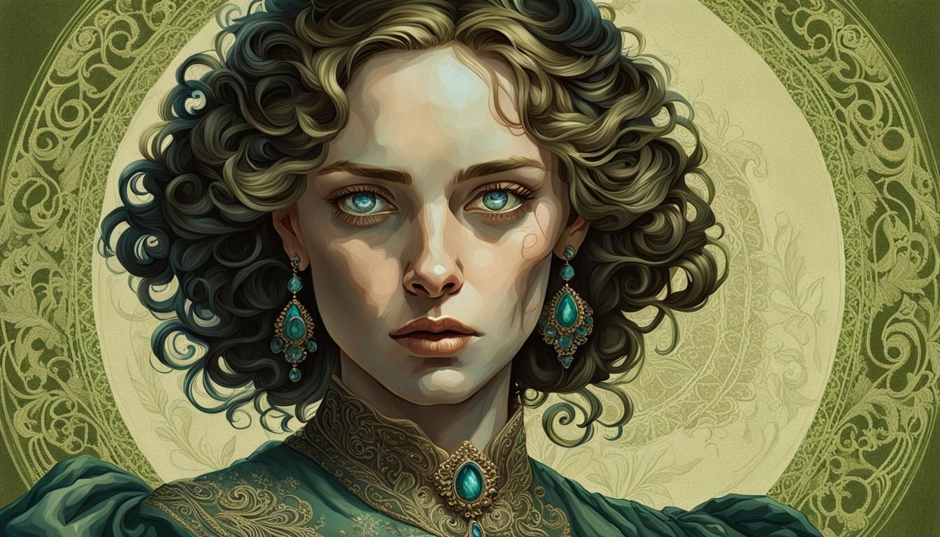 Baroque Woman Portrait with Piercing Eyes