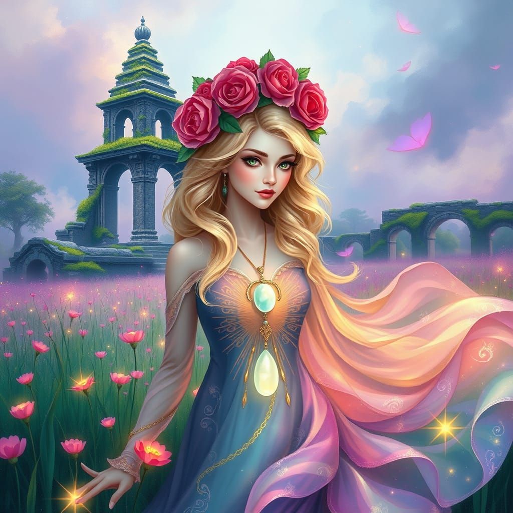 Ethereal Goddess in Lavender Dreamscape