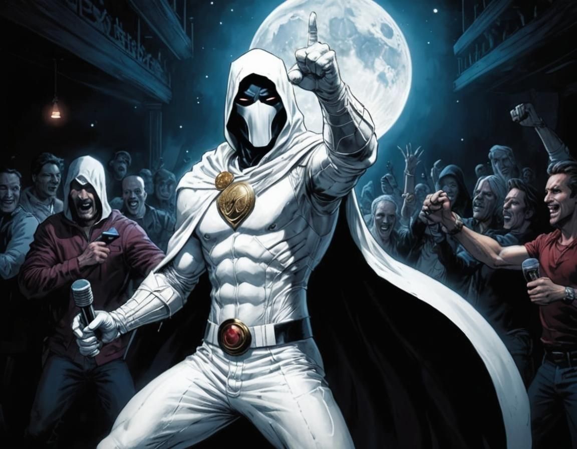 Moon Knight Sings Karaoke: Comic Book Art