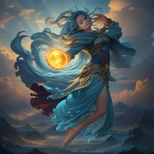 Air Elemental Dance in a Fantasy Sky