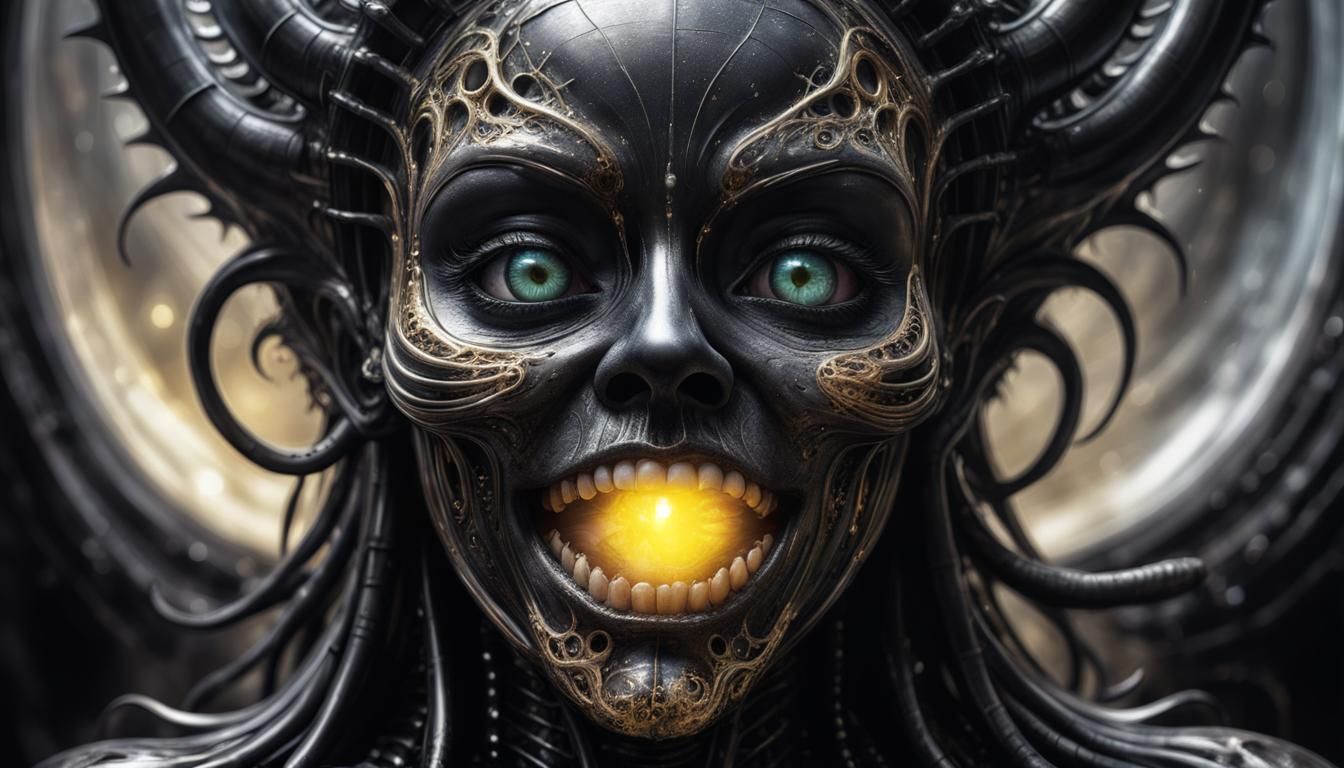 H.R. Giger Inspired Ghost Monster in Punkwave Style