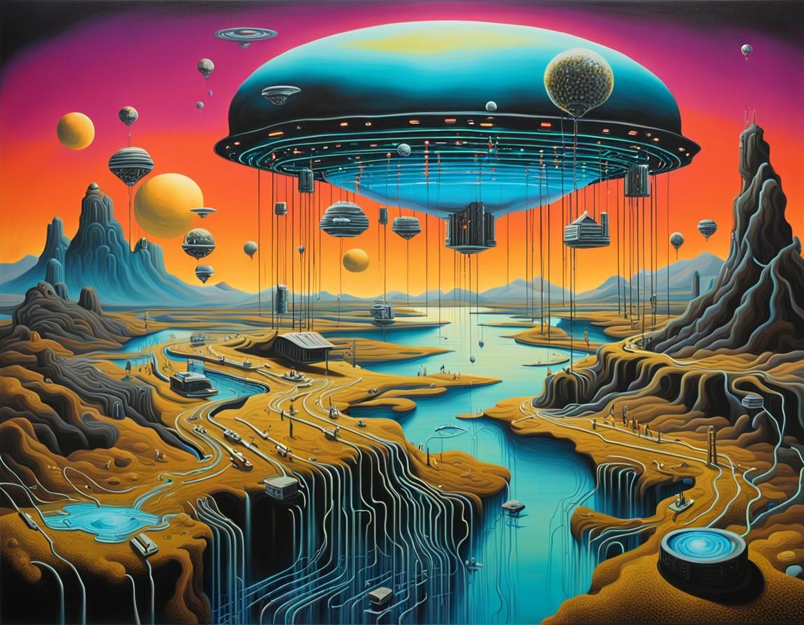 Surreal Data Landscape in a Neon Future