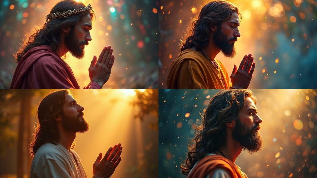 Jesus Morning Prayer Portrait in Hyperrealistic Style