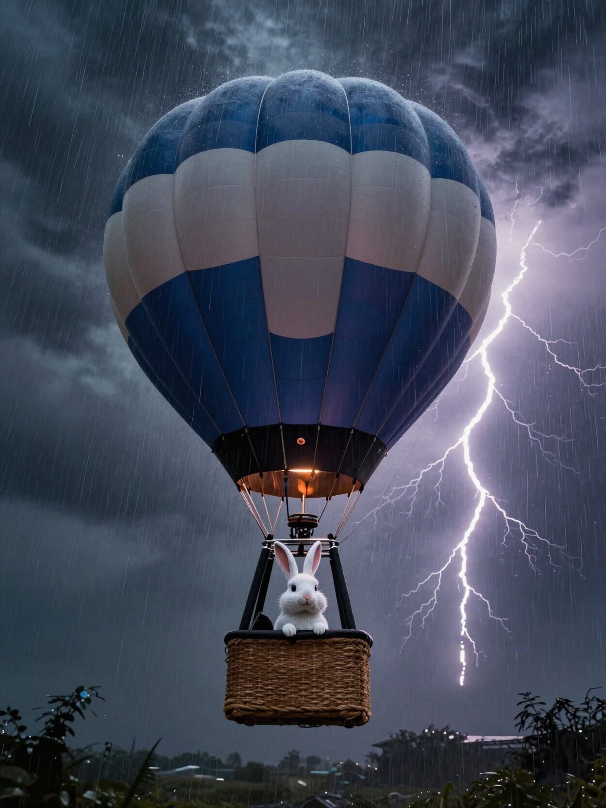 Rabbit in a Stormy Hot-Air Balloon Ride