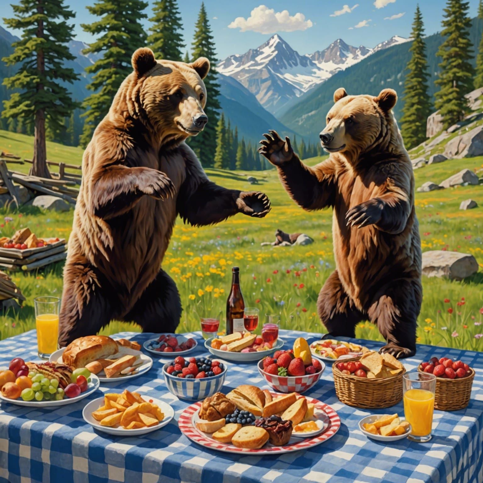 Bears Celebrate Picnic with High Five