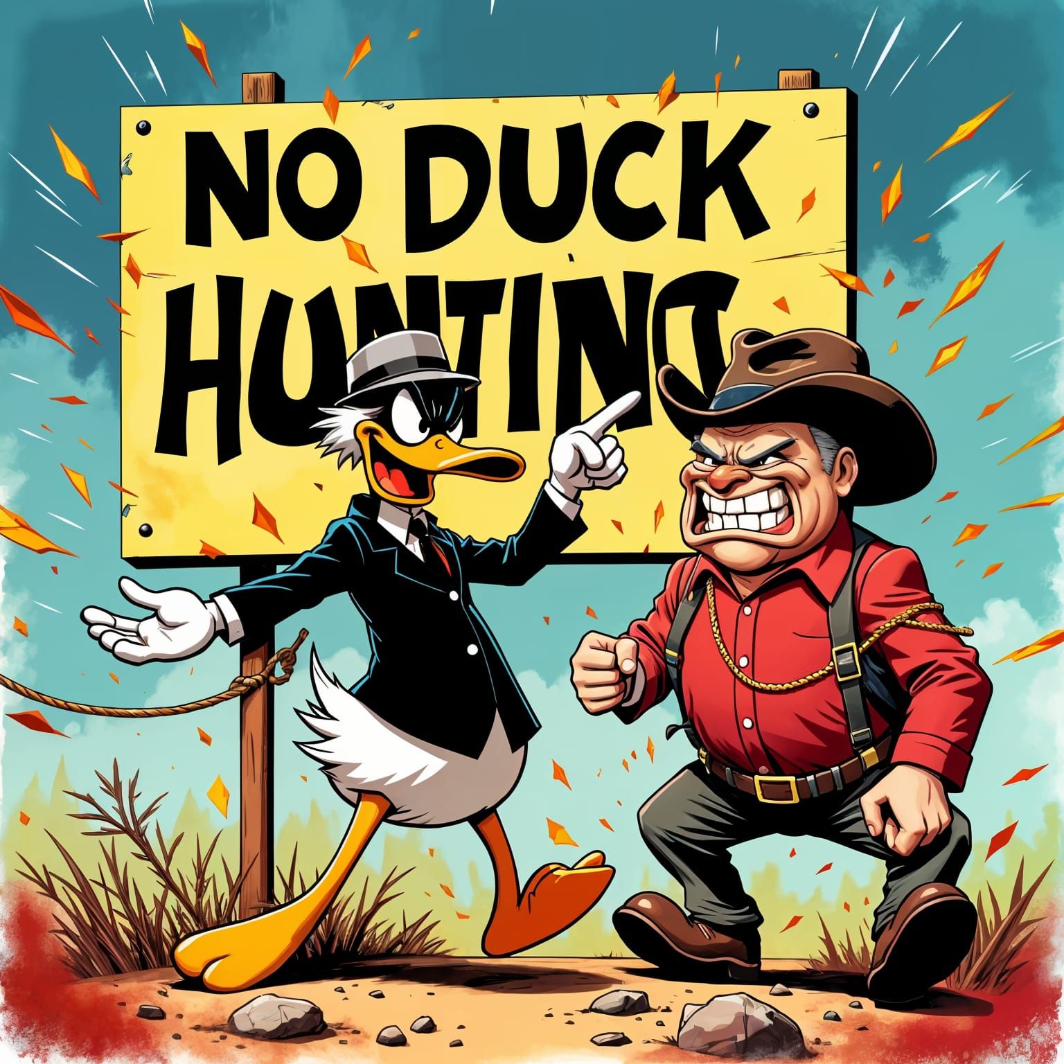 Daffy Duck Teases Yosemite Sam in Pop Art Masterpiece