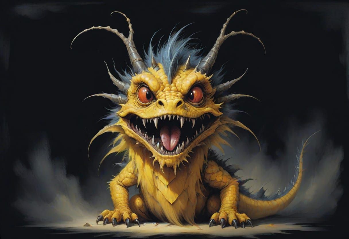 Hairy Insect Dragon in Gothic Horror Style