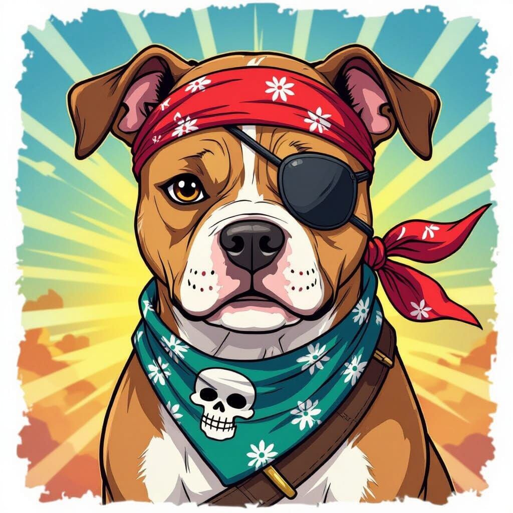 Anime Pirate Dog in One Piece Style