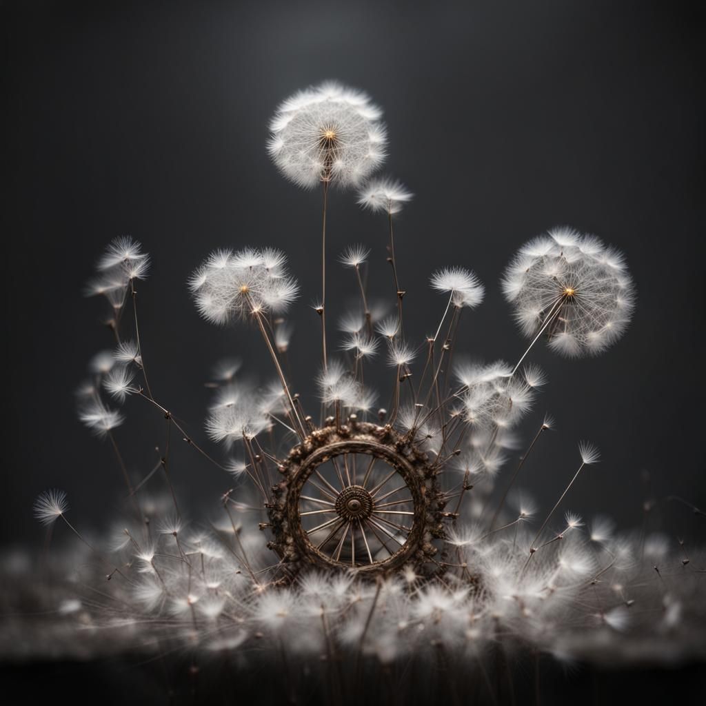 Steampunk Installation with Dandelion Seed Shapes