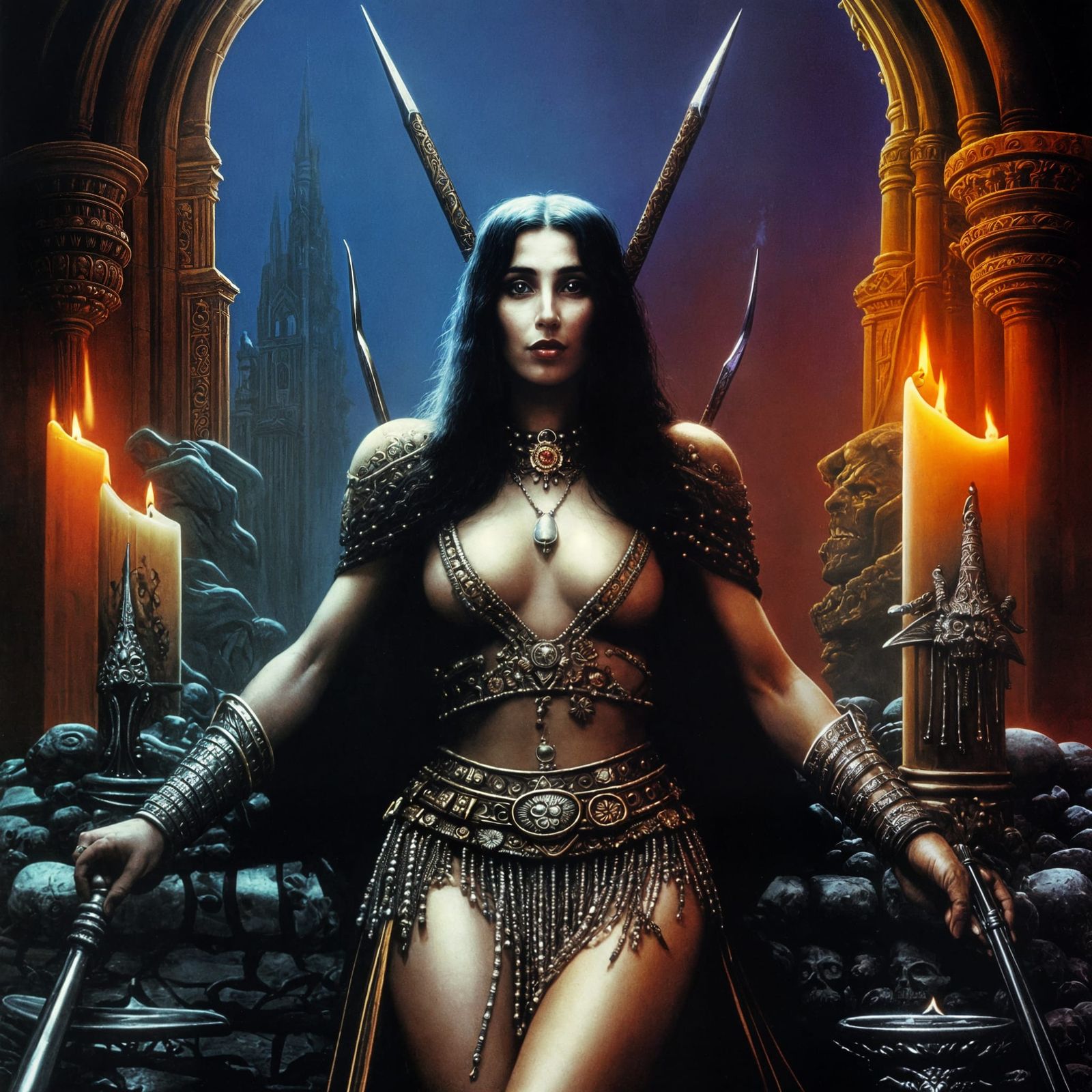Barbarian Princess in Dark Fantasy Style