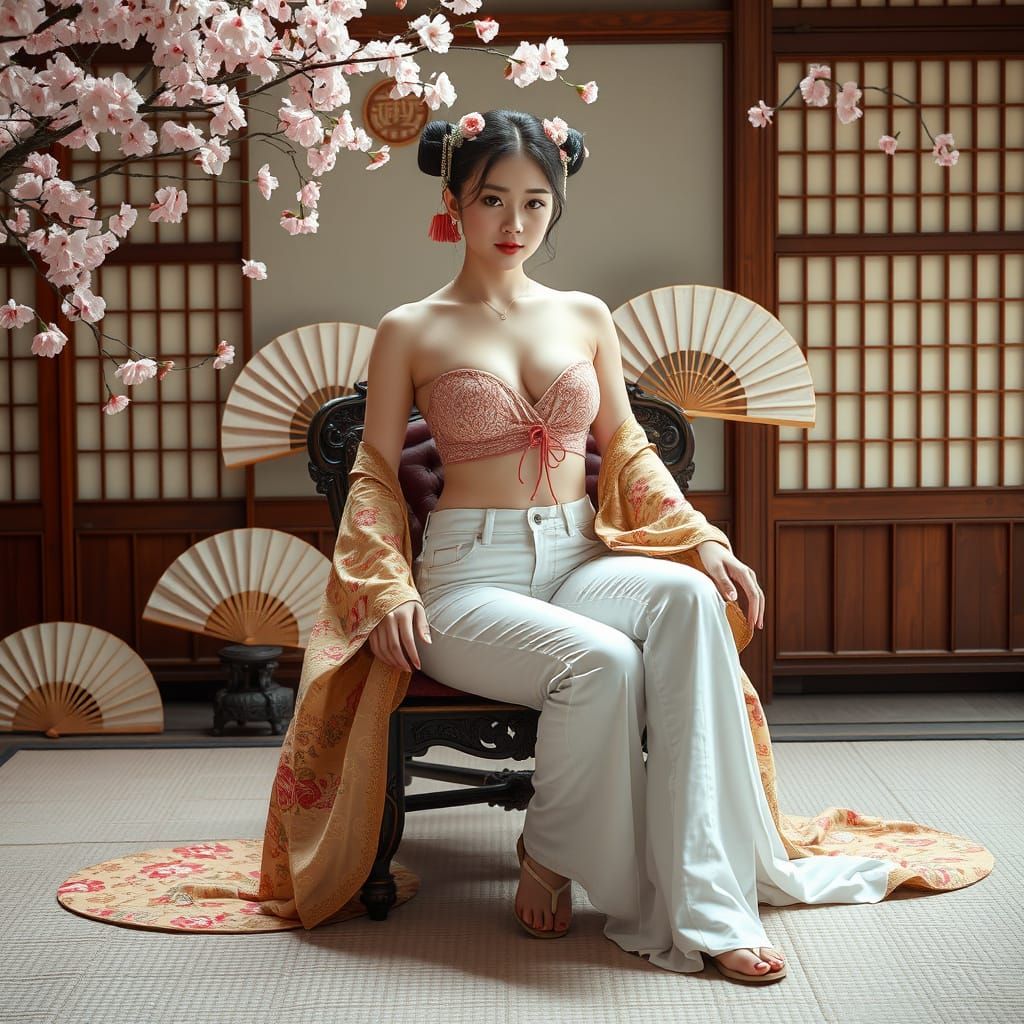 Geisha in Jeans: A Photorealistic Fusion of Tradition