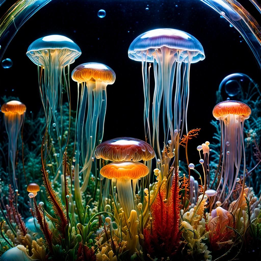 Surreal Jellyfish Over Snowy Tundra