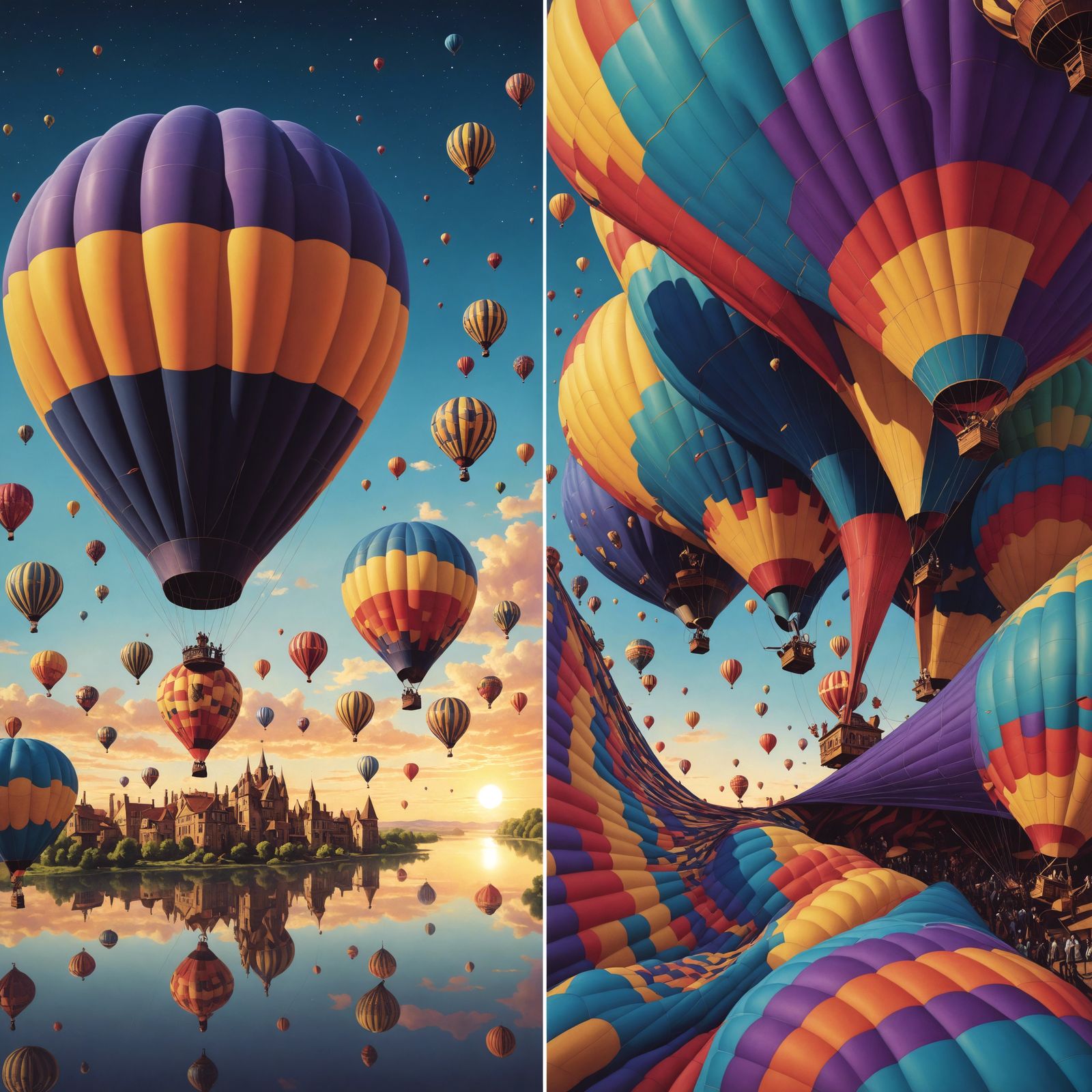 Surreal Hot Air Balloons in Neon-Punk Fantasy