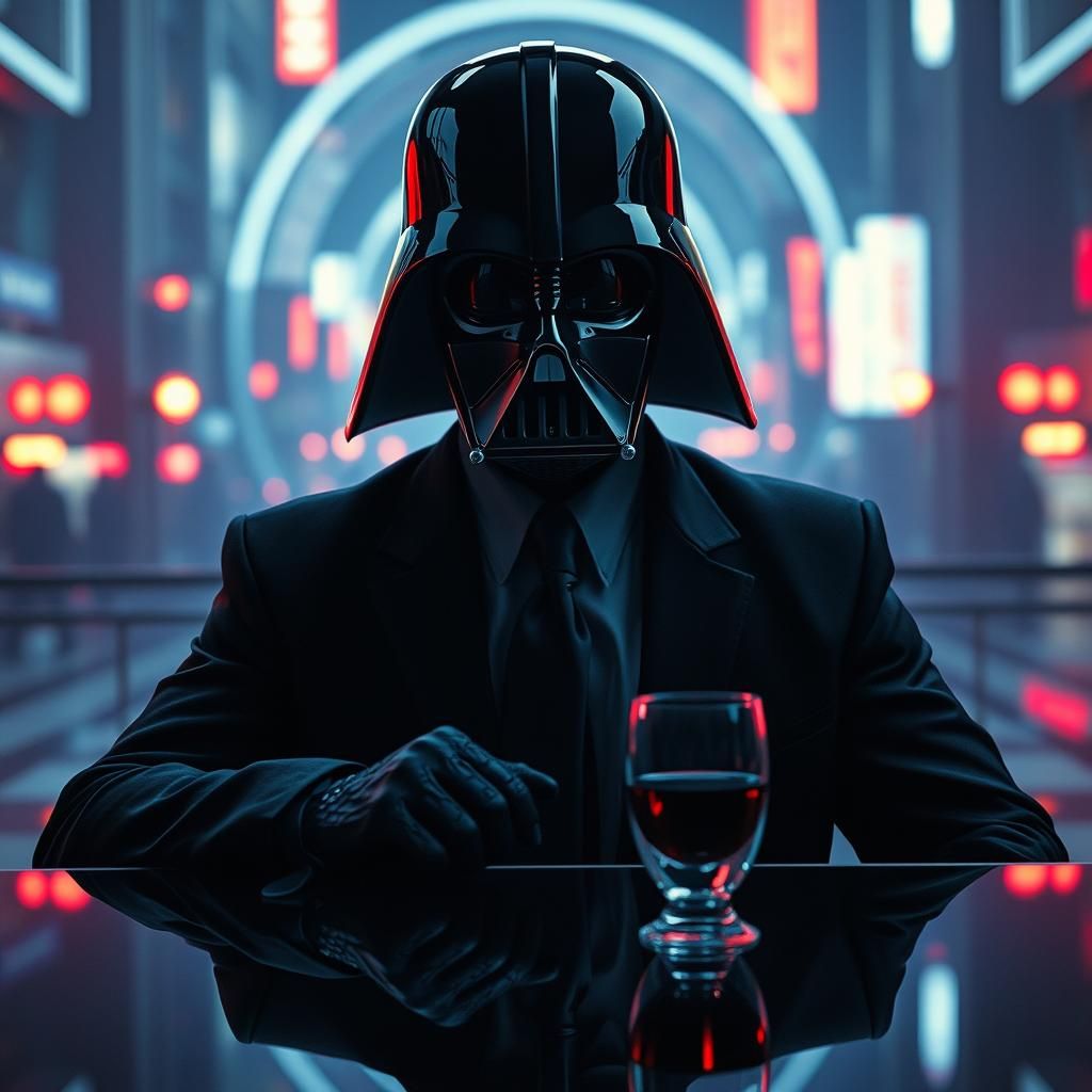 Ominous Cyberpunk Figure on a First Date