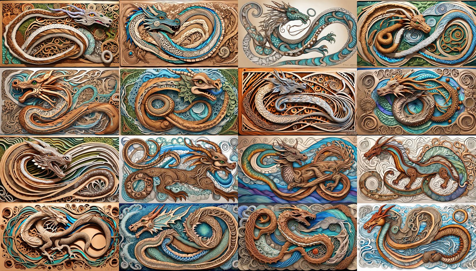 Wood Dragon, Metal Sheep Quantum Zentangle