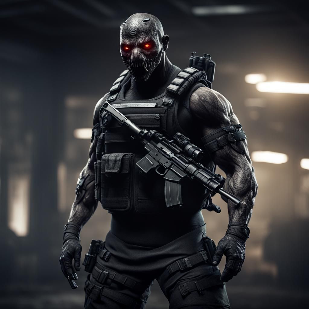 Hyperrealistic Bear Warrior in Military Uniform