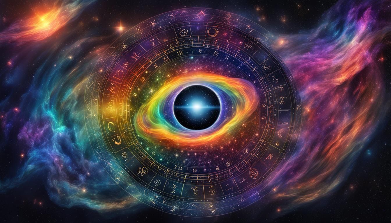 Virgo Glyph Black Hole in Rainbow Galaxy