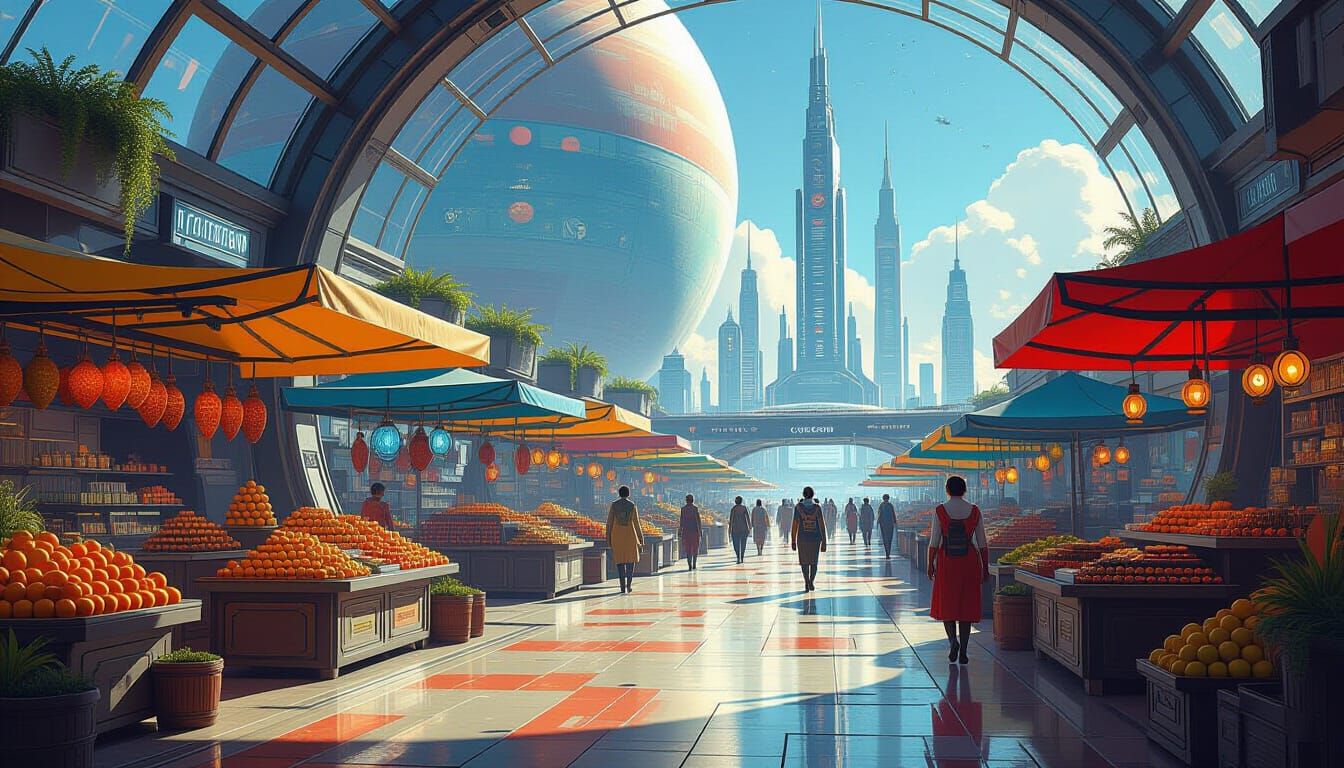 Martian Bioluminescent Bazaar in Bio-Dome