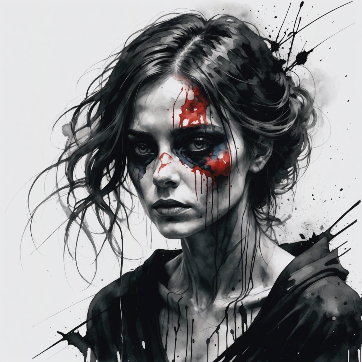 Grimdark Monster in Watercolor Horror Art