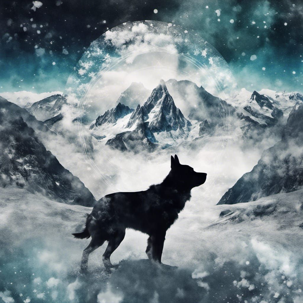 Stormy Alaskan Mountains with Inuit Dog Sled