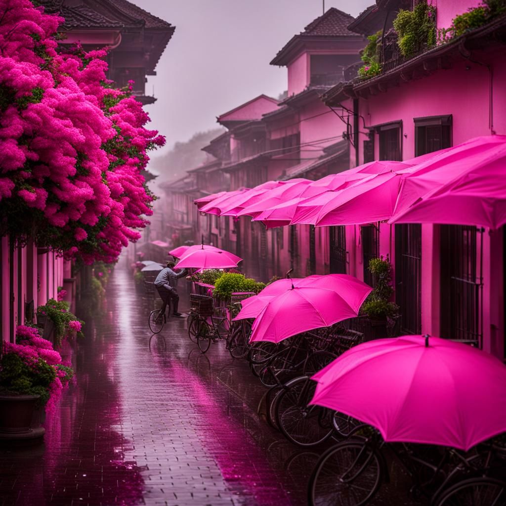 Surreal Pink Dreams on a Rainy Day
