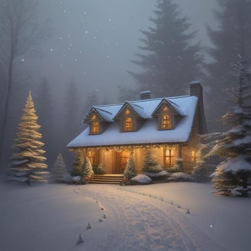 Victorian Santa's Sleigh Ride Through Winter Woods