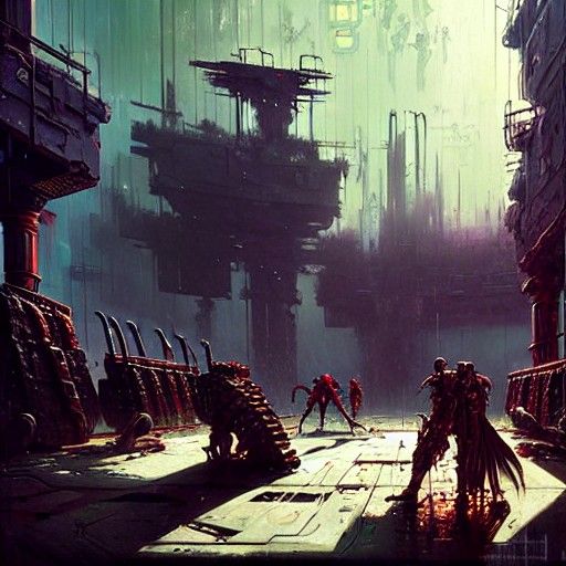 Cyberpunk Gladiator Arena in Gritty Digital Art